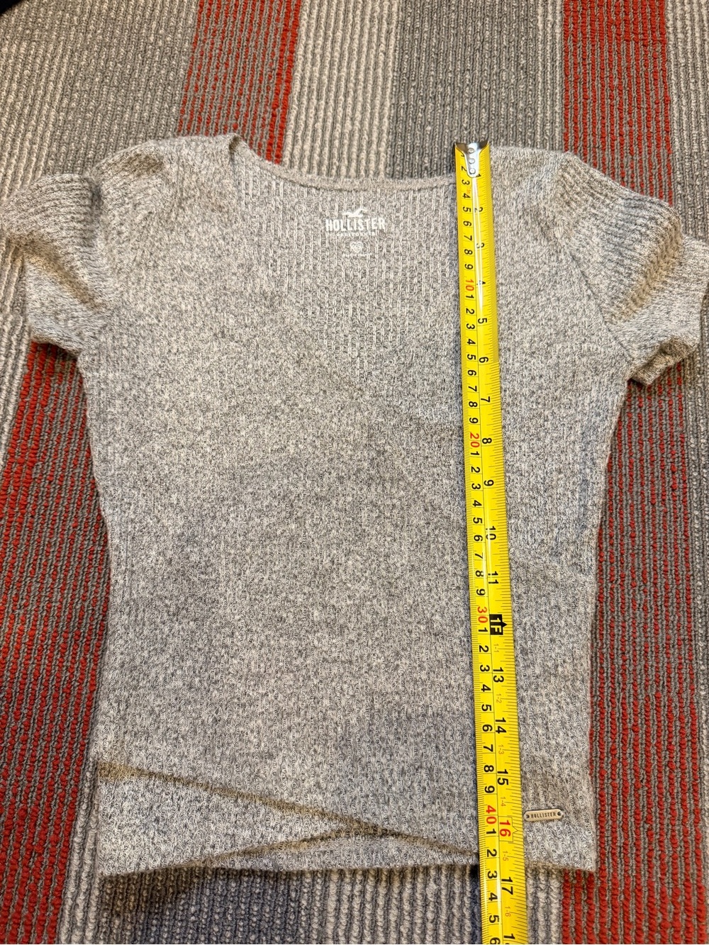Hollister Heather Ribbed Knit Marl Wrap V-Neck Crop Top Size XS - Picture 6 of 7